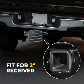 BougeRV size comparison beside ruler showing 2-inch fit for standard receivers