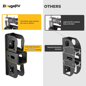 BougeRV side holes holding trailer adapters for organized accessory storage