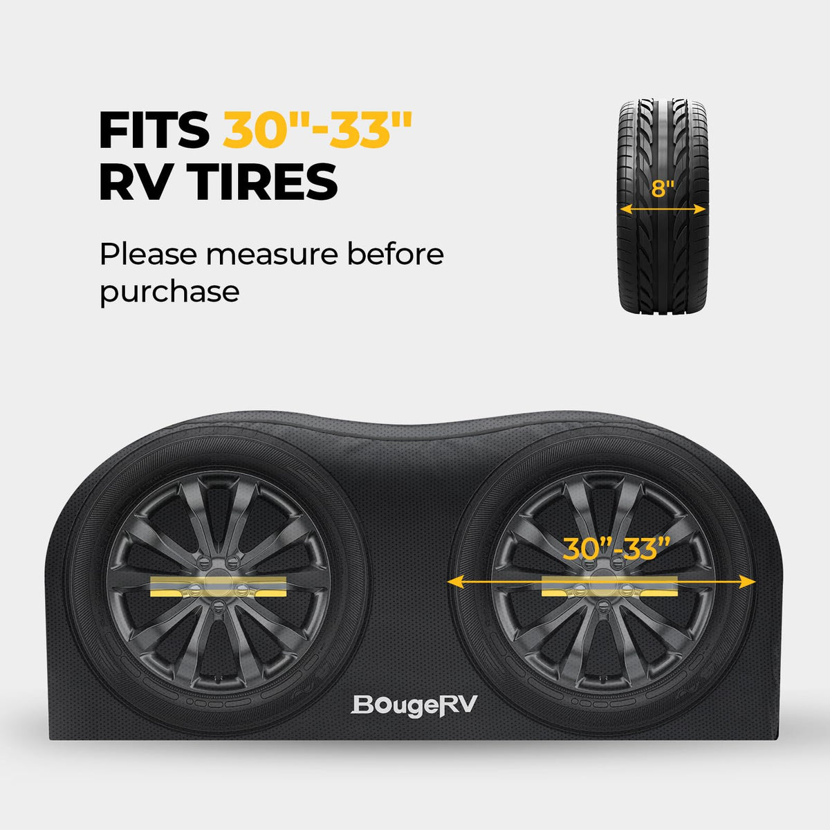 BougeRV covers installed on RV dual axle demonstrating secure coverage