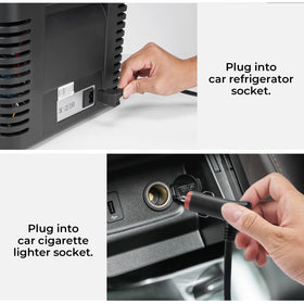 BougeRV plugged into portable power station enabling off-grid cooling