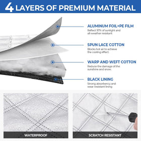 BougeRV reflective outer surface in sun demonstrating heat reduction and UV protection benefit