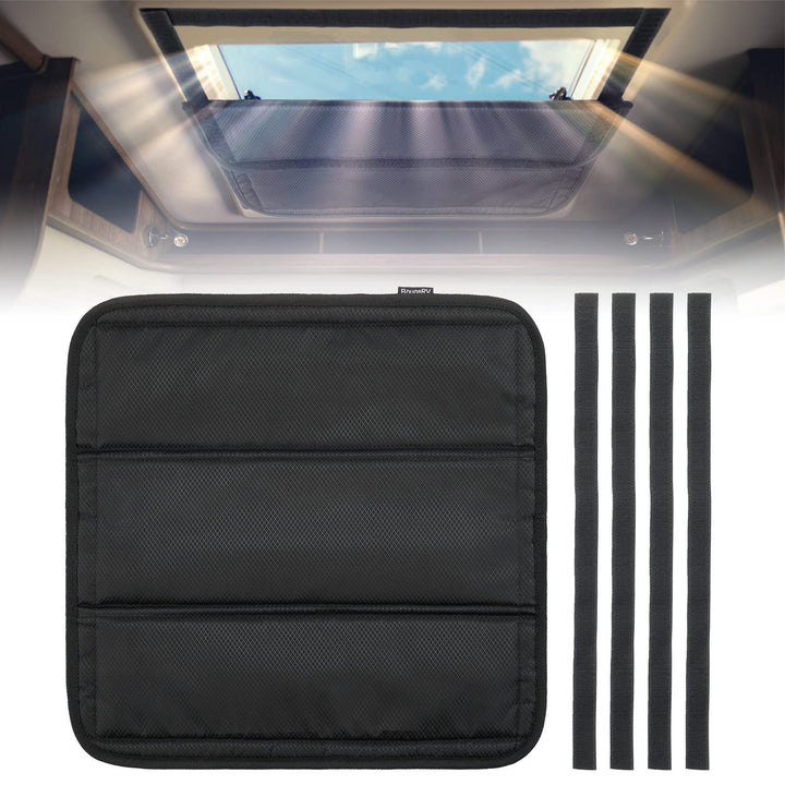 BougeRV skylight cover front view showing full blackout panel and fit benefit
