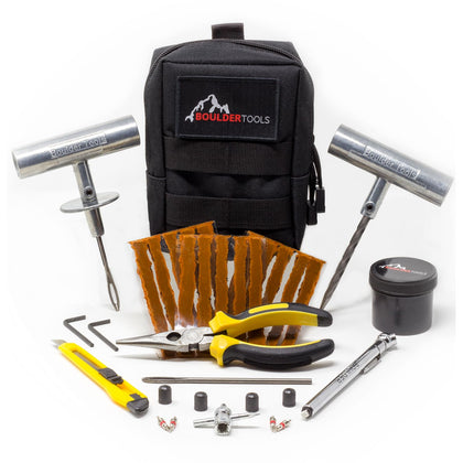 Boulder Tools front packaging showing kit contents for quick roadside repairs