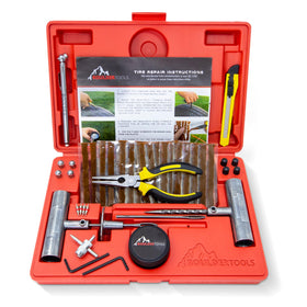 Boulder Tools open case showing organized tire repair kit for ready use