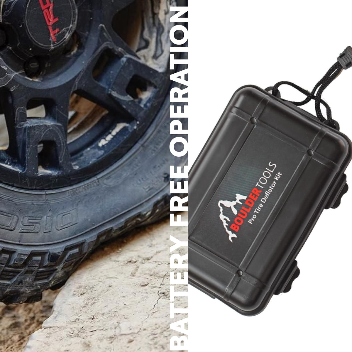 Boulder Tools kit next to a hand showing compact size and easy storage benefit