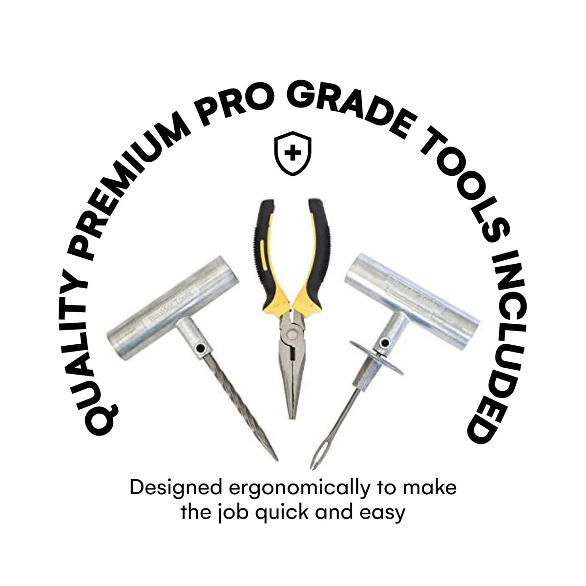Boulder Tools tools next to a ruler showing compact size and portability