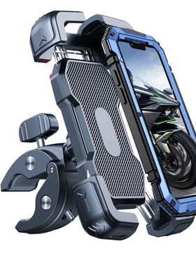 Bovemanx front view on handlebar showing secure hold and clear screen visibility