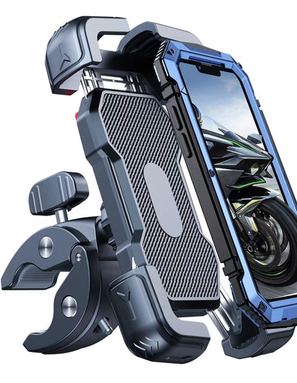 Bovemanx front view on handlebar showing secure hold and clear screen visibility