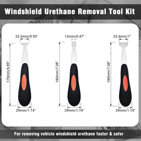 BOVIEER tools in use on windshield removing urethane adhesive precisely