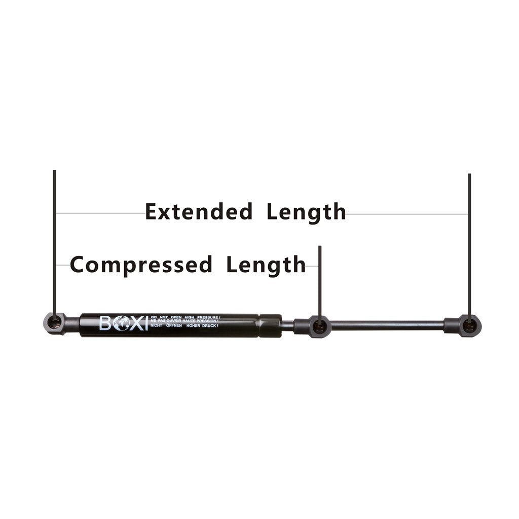 BOXI strut beside a ruler showing compressed and extended lengths for fit verification