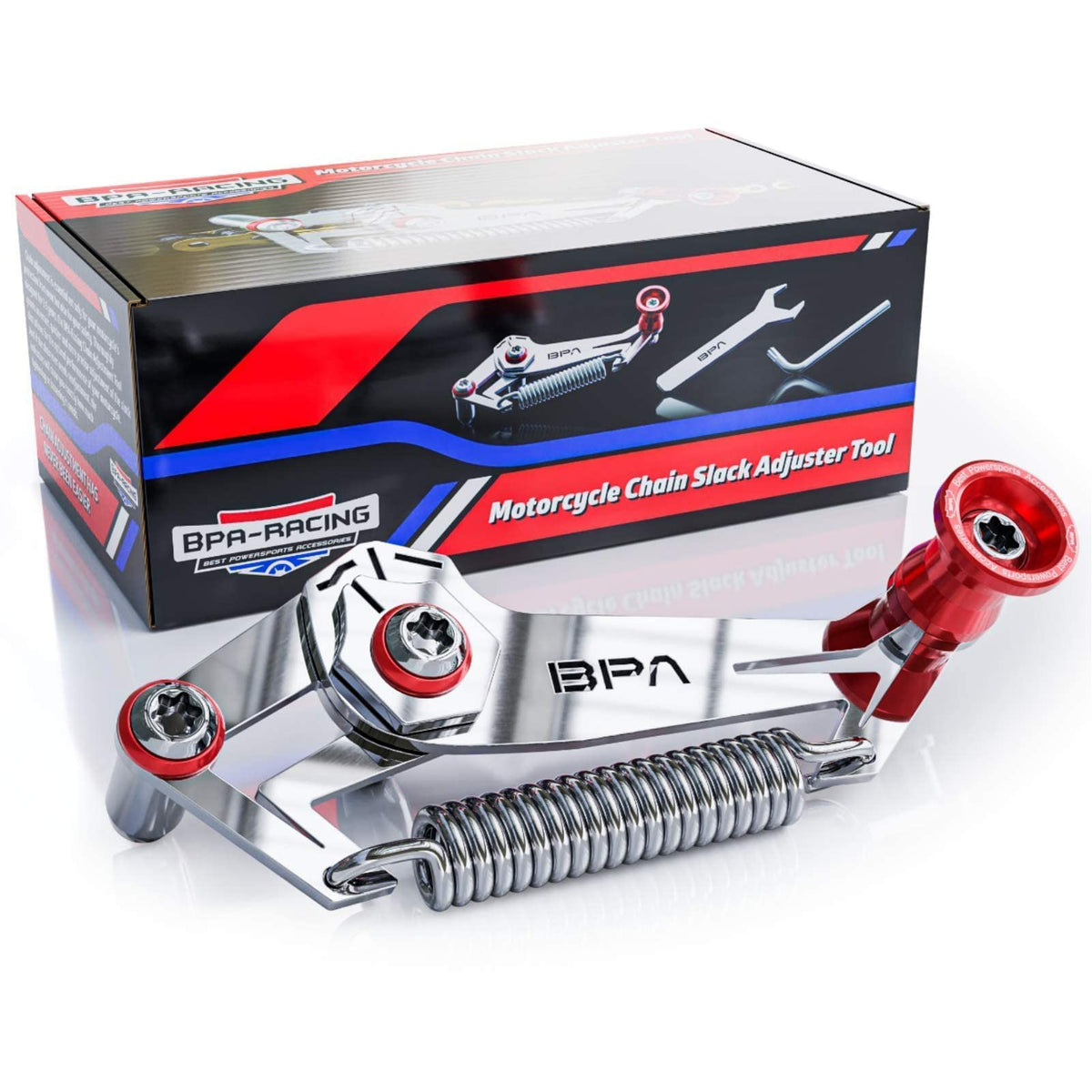 BPA-RACING front view showing red adjuster tool, quick visual tension checks
