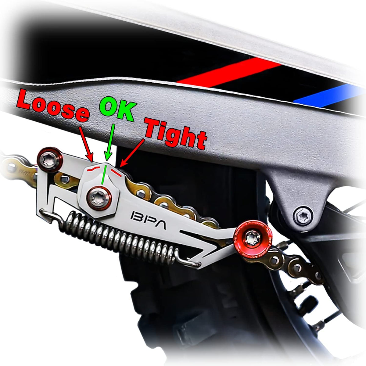 BPA-RACING mounted on motorcycle swingarm, fast on-bike calibration benefit