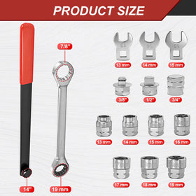 BQEC close-up of the 14-inch extension arm highlighting reach advantage in tight spaces