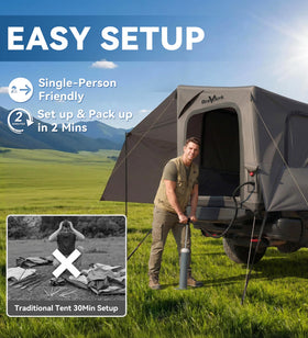BravArrk close view of detachable zippered awning offering flexible shade