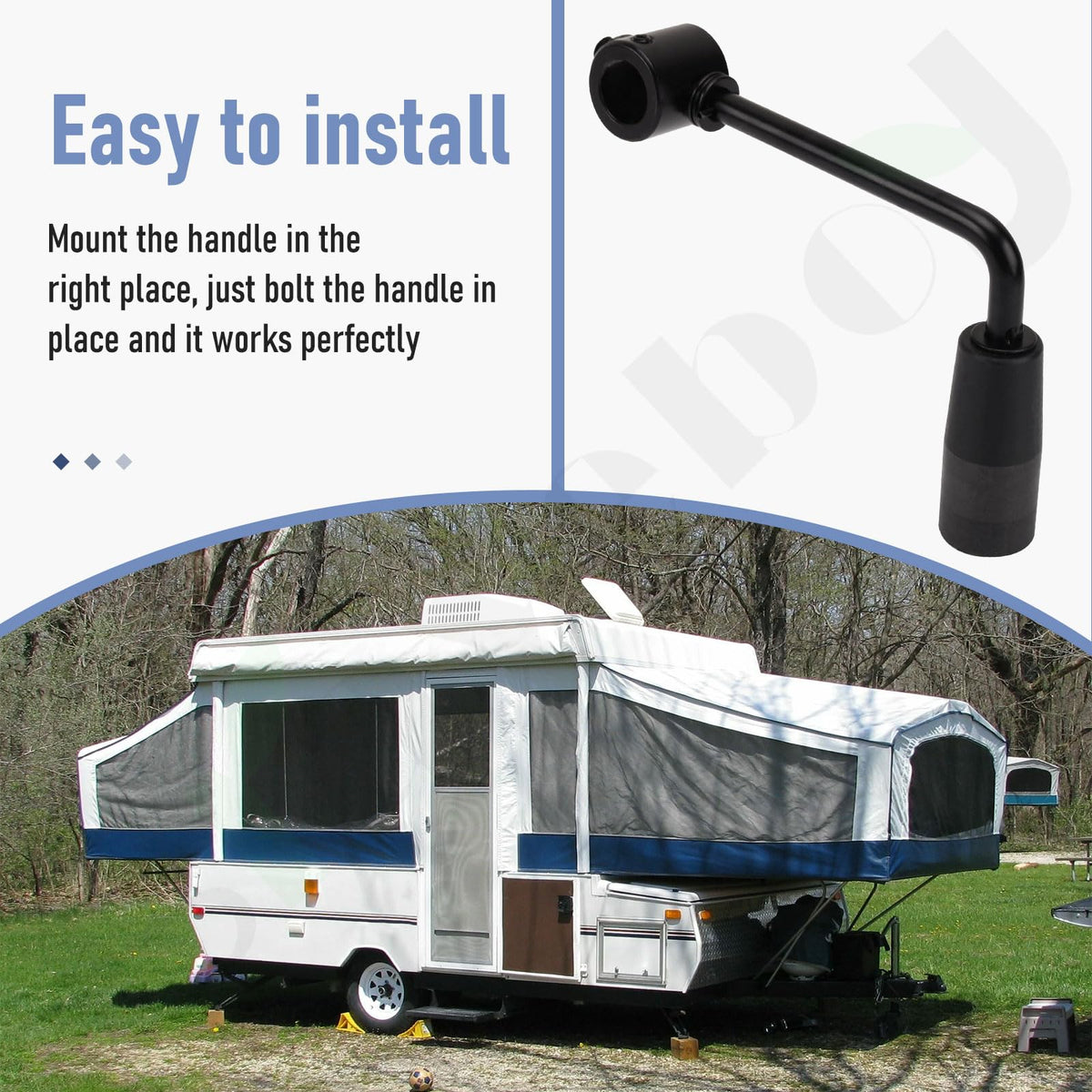 Braveboy handle mounted on DTR Series tarp kit demonstrating correct fit and stability