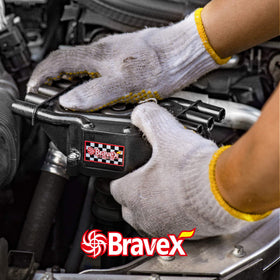 Bravex cap closeup of brass terminals, reduces resistance for steadier ignition