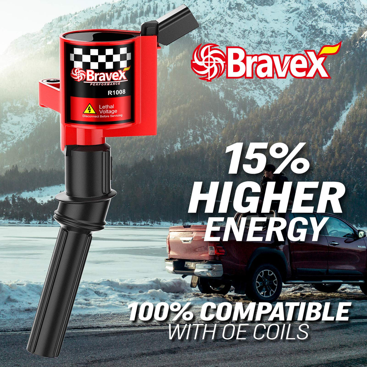 Bravex close-up of coil electrical connector for reliable plug-in installation