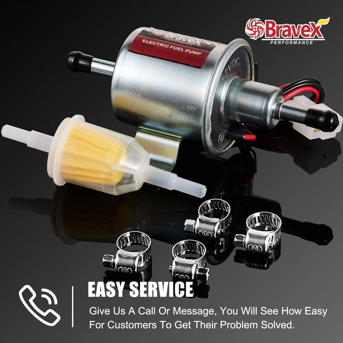 Bravex HEP-02A installed in vehicle fuel line highlighting practical fitment