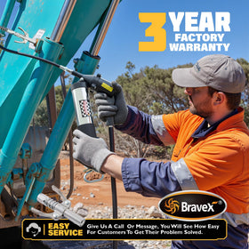 bravex grease gun connected to tractor zerk fitting demonstrating efficient lubrication