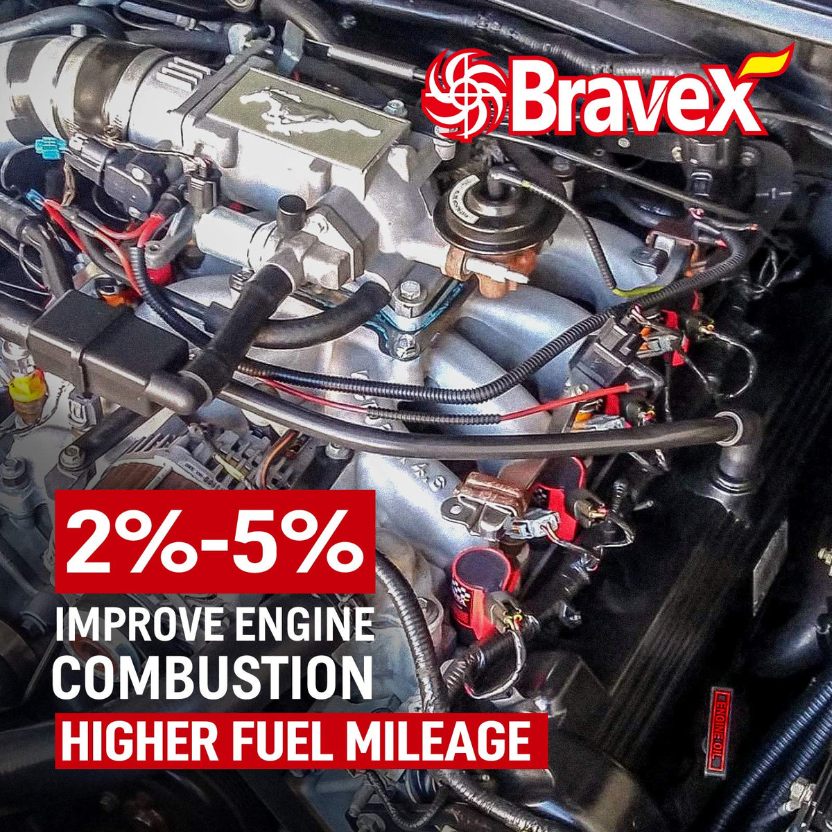 Bravex ignition coil installed on Ford engine demonstrating direct-fit ease and reliable connection