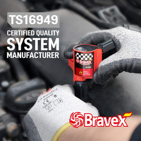Bravex coil beside ruler showing compact size for direct-fit replacement