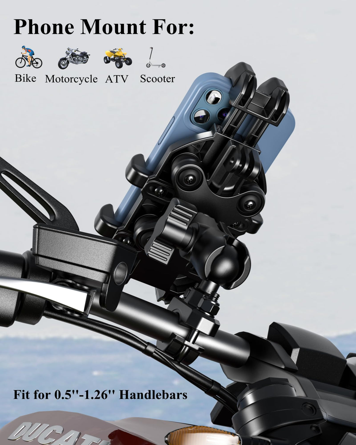 BRCOVAN metal U-shaped clamp closeup offering strong handlebar grip