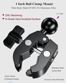 BRCOVAN close-up of TPU over-molded 1" ball head delivering non-slip smooth articulation
