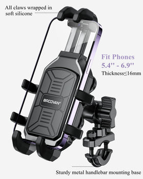 BRCOVAN eight-claw grip detail holding phone securely on rough roads