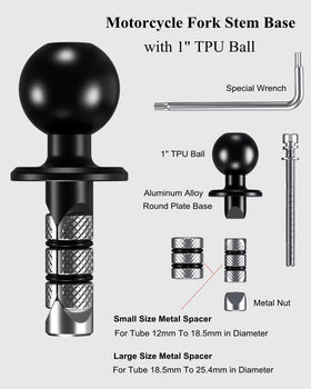 BRCOVAN ball base inserted into fork stem demonstrating simple install benefit