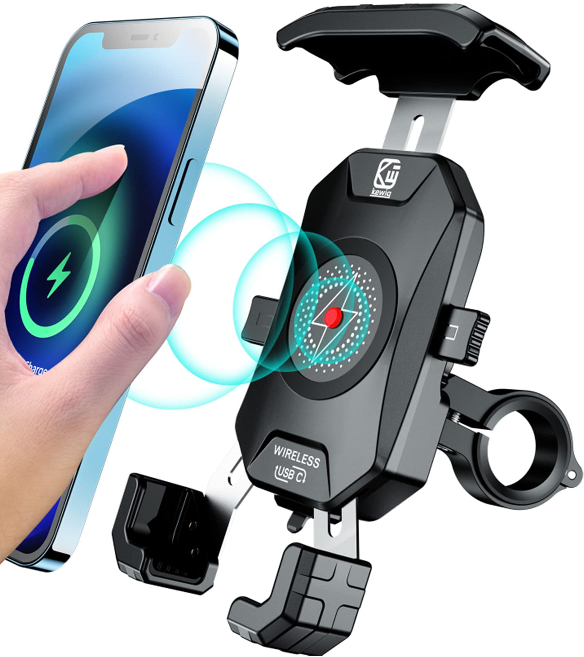 BRCOVAN on motorcycle in urban ride demonstrating secure charging while moving
