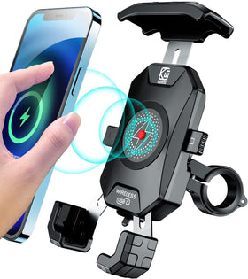 BRCOVAN on motorcycle in urban ride demonstrating secure charging while moving