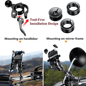 BRCOVAN clamp mounted on motorcycle handlebar providing steady support
