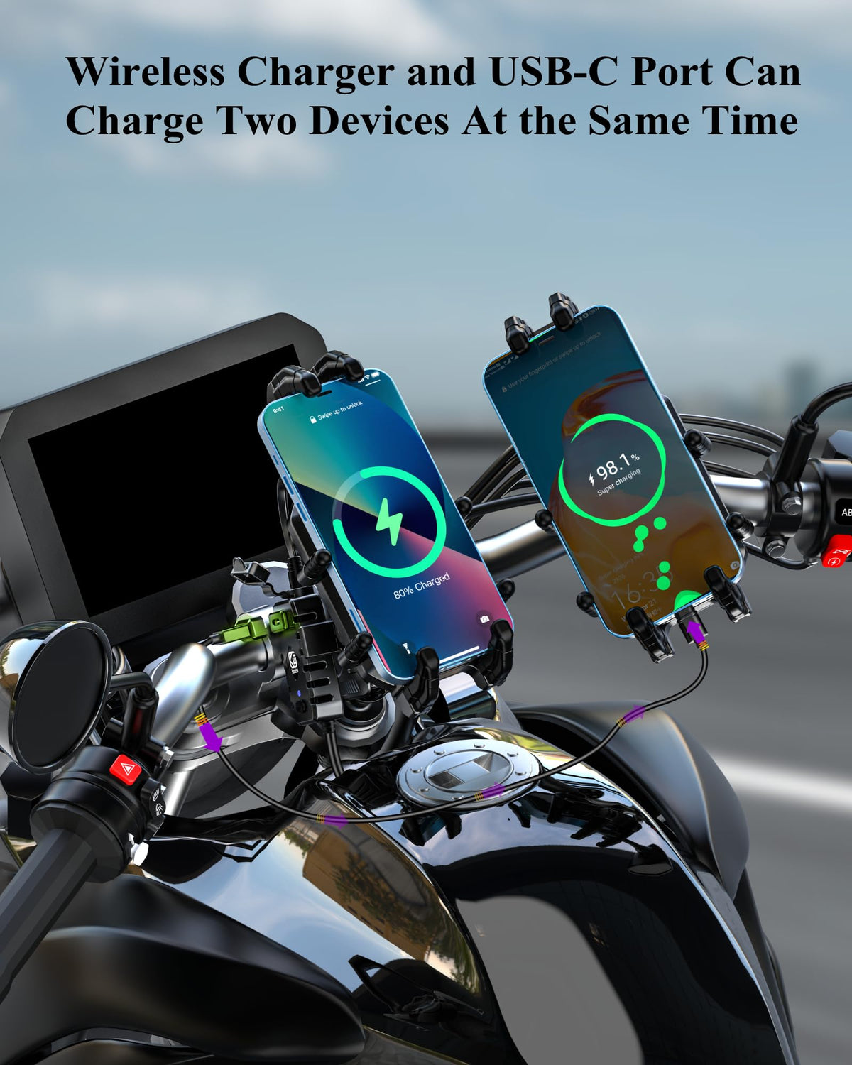 BRCOVAN phone clamped and rotated demonstrating one-hand adjustment