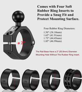 BRCOVAN rubber inserts lined up for adaptable rail diameters benefit