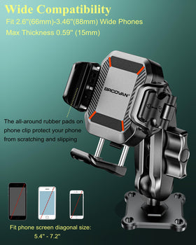 BRCOVAN size comparison with smartphone illustrating wide compatibility range