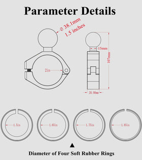 BRCOVAN size comparison with ruler to confirm compatibility with rail diameters
