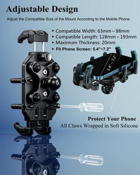 BRCOVAN holder next to ruler showing adjustable phone size compatibility