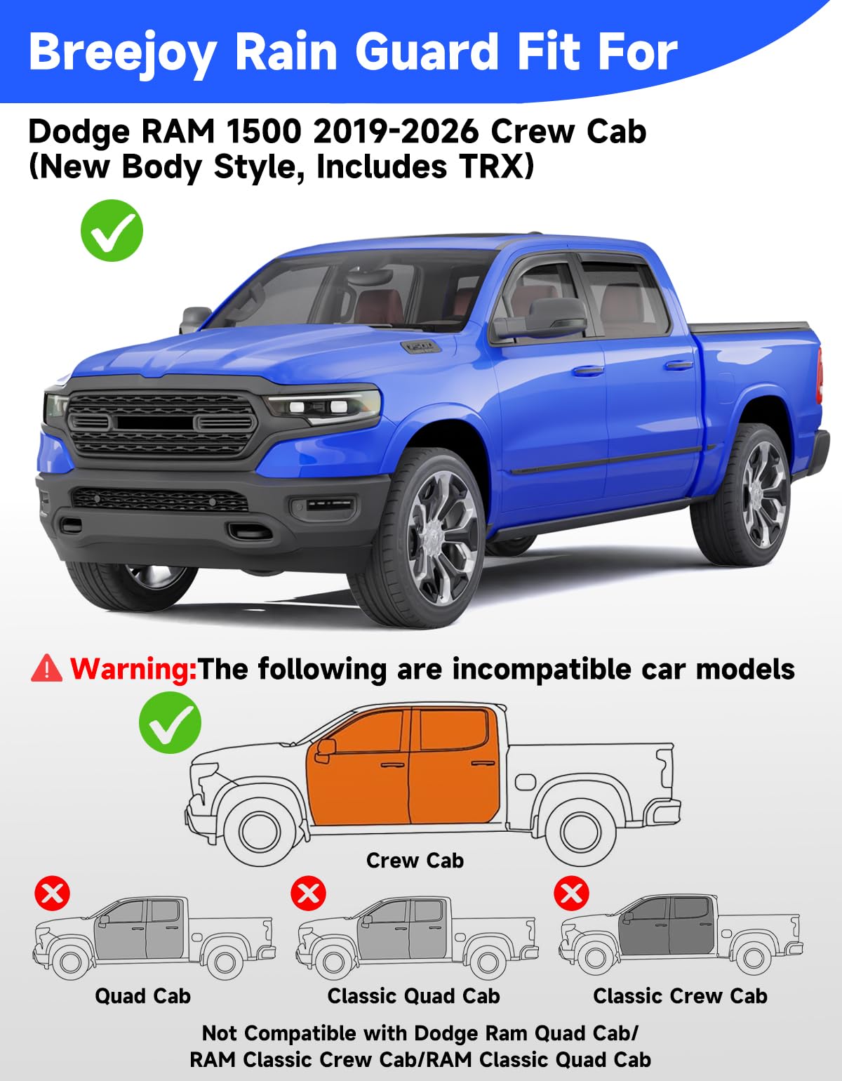 Breejoy installed on RAM 1500 rear door keeps rain out
