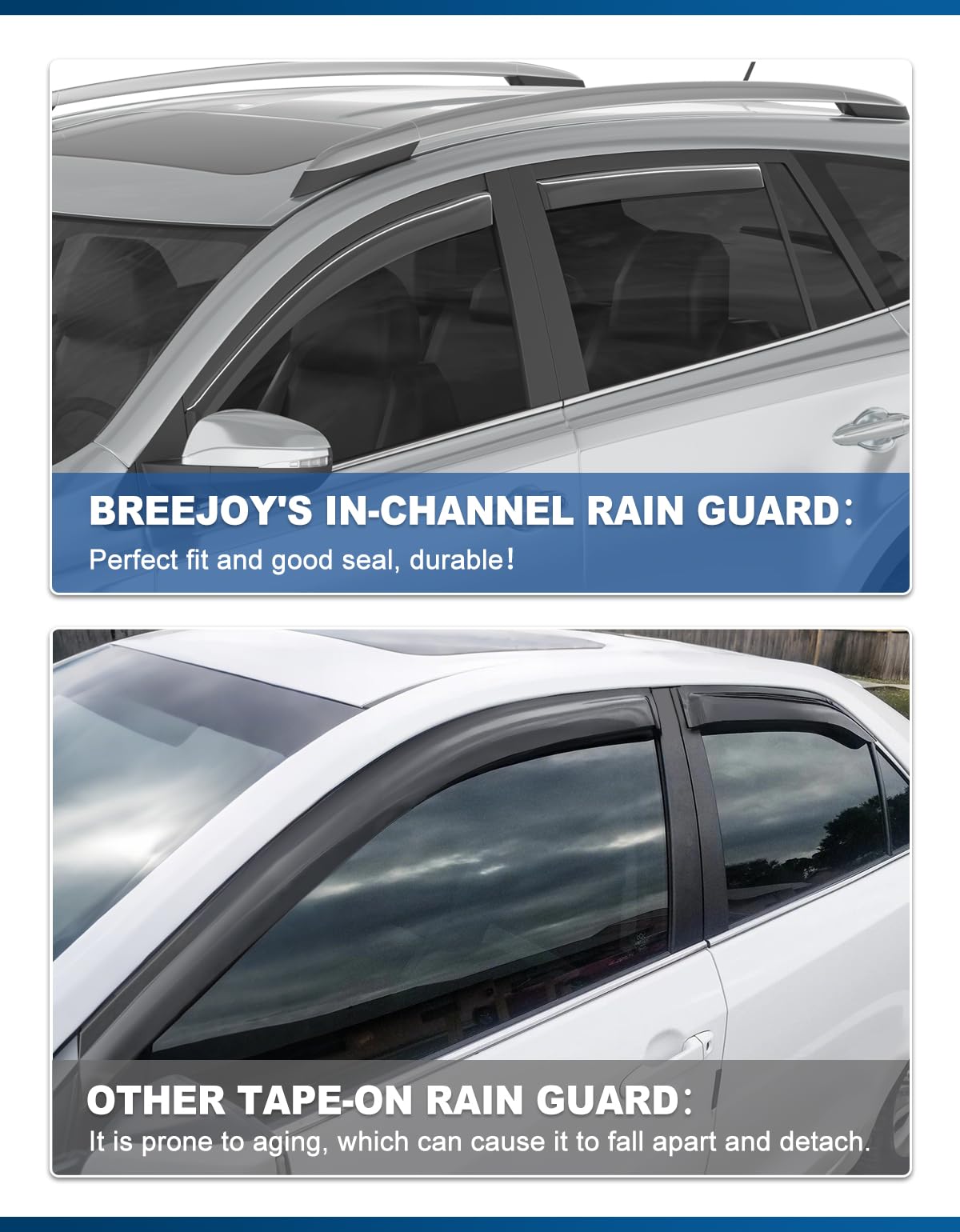 Breejoy on a RAV4 driving in rain illustrating improved ventilation