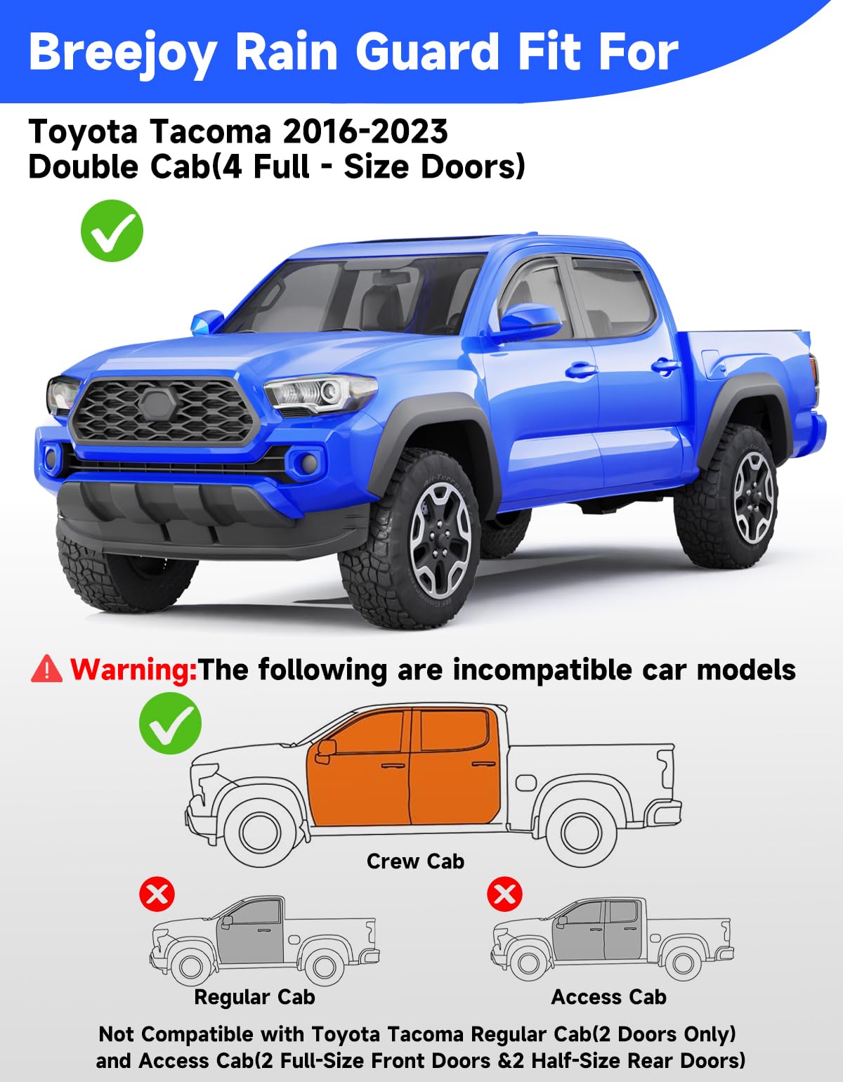 Breejoy side profile mounted on Tacoma highlighting sleek look and reduced wind noise