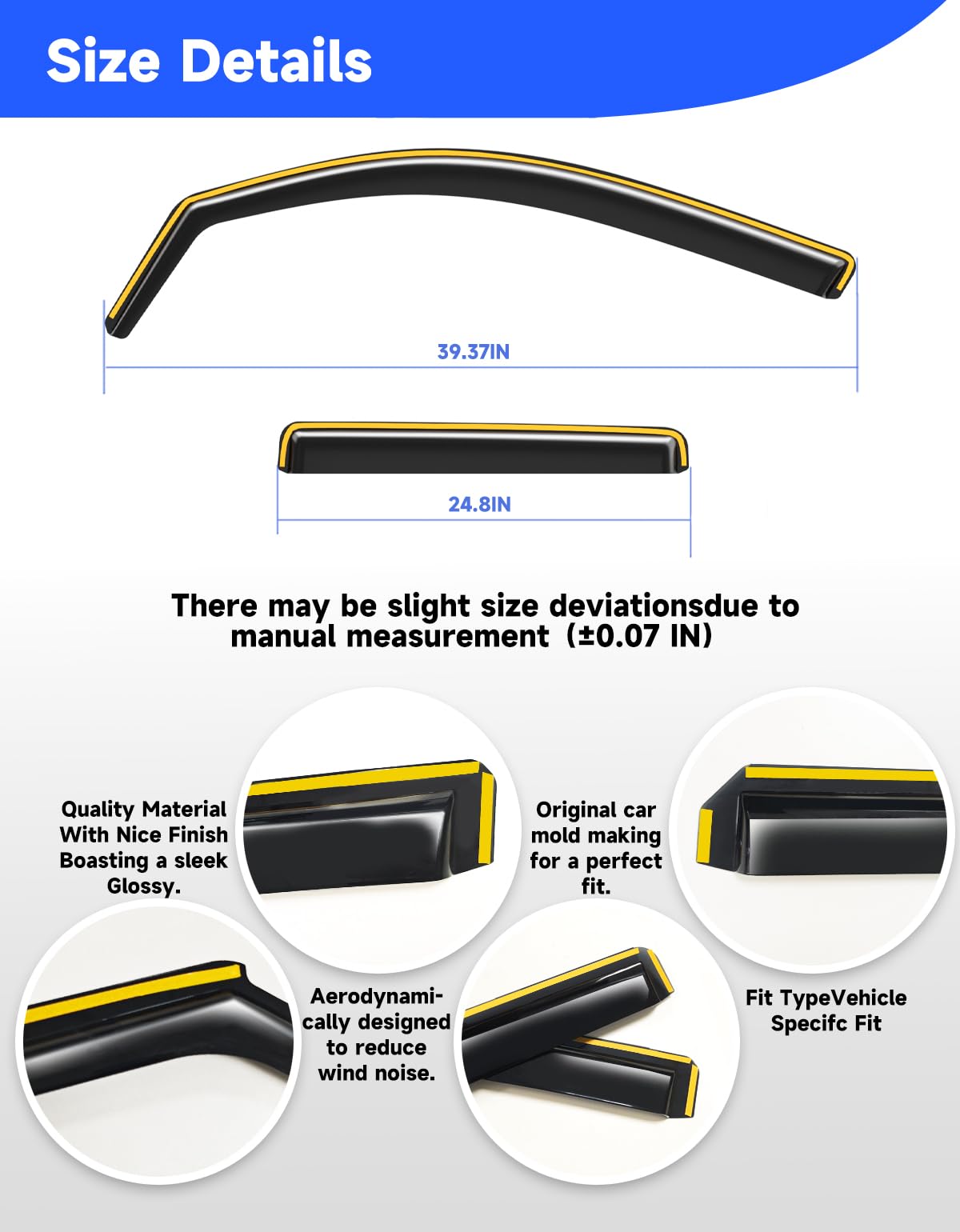 Breejoy rain guard next to ruler showing compact size and precise fitment for Jeep