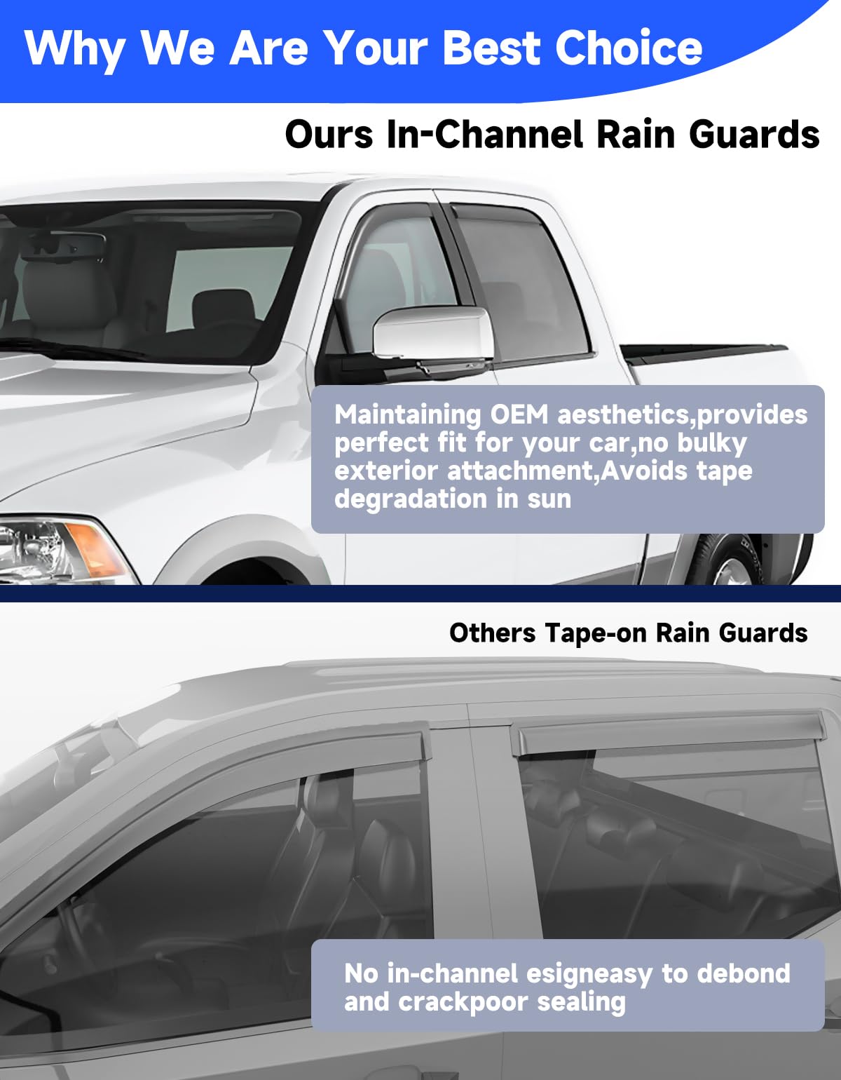 Breejoy deflector shedding rain demonstrating protection while driving