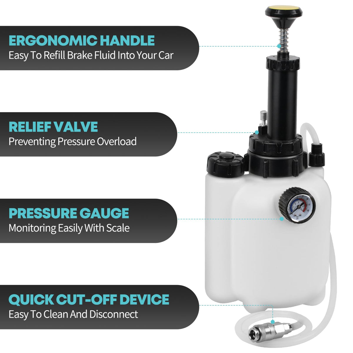 BreeRainz pump handle and hose detail highlighting ergonomic control