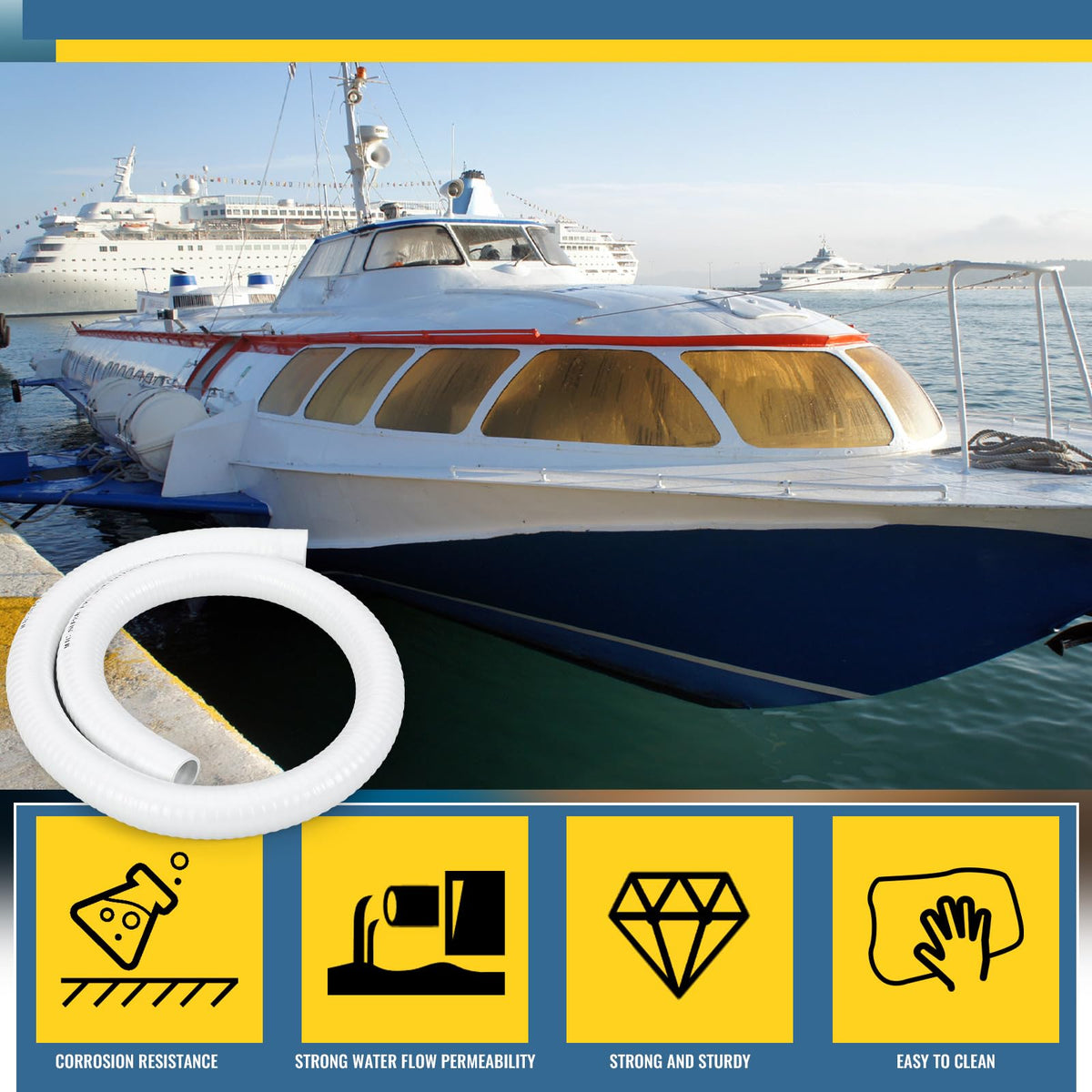 Breling installed in boat plumbing demonstrating tidy routing and reliable drain performance