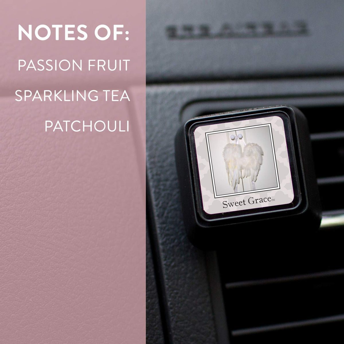 Bridgewater vent clip top dial closeup demonstrating adjustable fragrance intensity