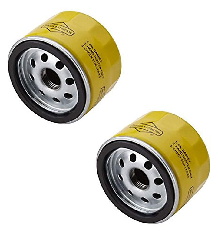 Briggs & Stratton oil filter front view showing OEM label and fitment benefit