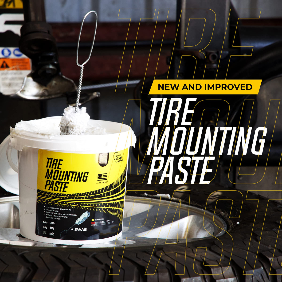 Bright Knight Supplies being applied to tire bead on rim to ease mounting