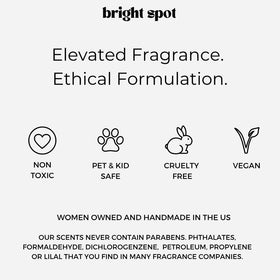 Bright Spot label close-up of ingredient list, confirms non-toxic formulation