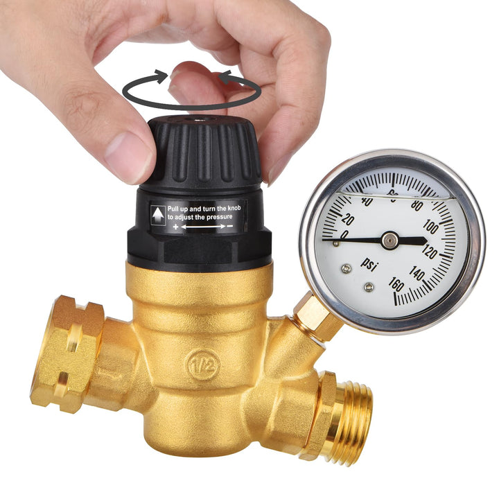 BRIGHTDECK front view regulator with gauge showing pressure for safer hookups
