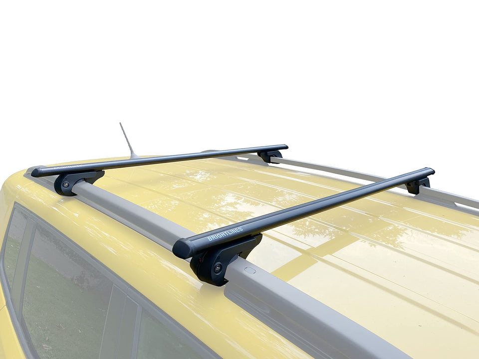 BRIGHTLINES front view of crossbars showing clean all-black finish and strength